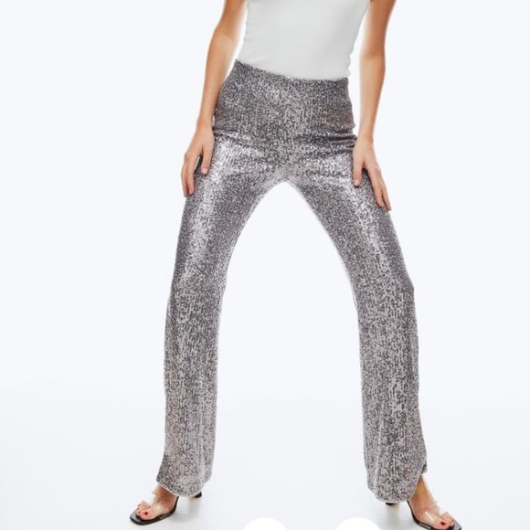 H&M silver sequin pants with elastic waistband  NWT - Picture 2 of 6